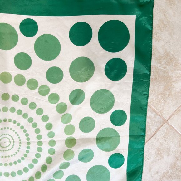 Vintage Scarf, Green Polka Dots, 1990's Ladies Scarf, Retro, Groovy, - Picture 5 of 6